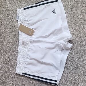 White Adidas Pacer 3S Shorts
